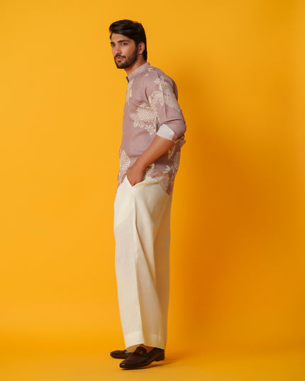 Mausam - Printed Shirt in Khadi Linen Blend