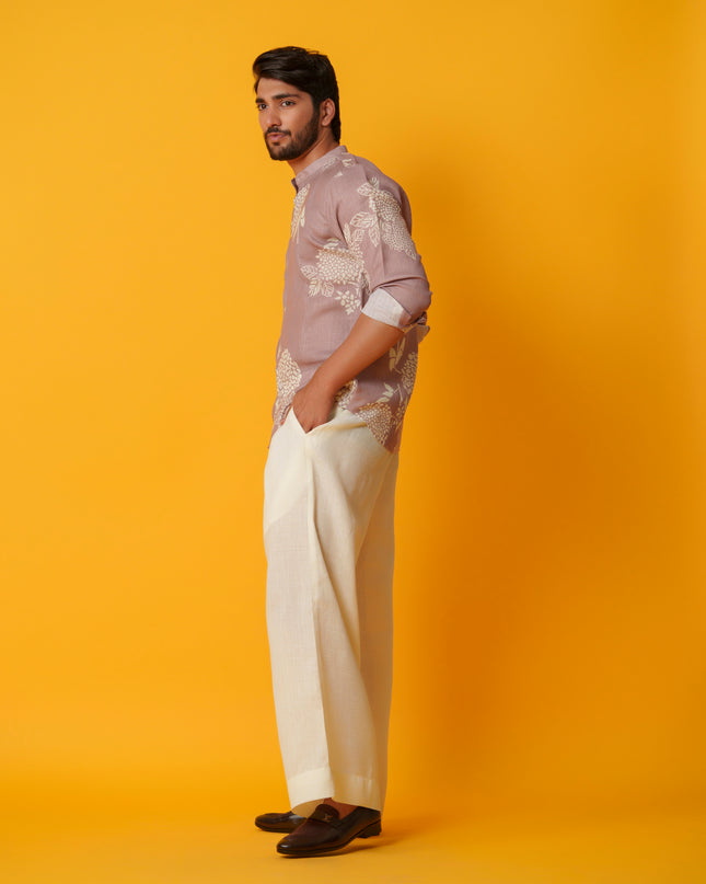 Mausam - Printed Shirt in Khadi Linen Blend