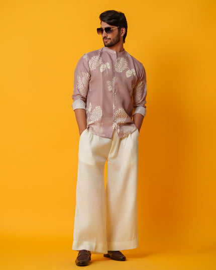 Mausam - Printed Shirt in Khadi Linen Blend
