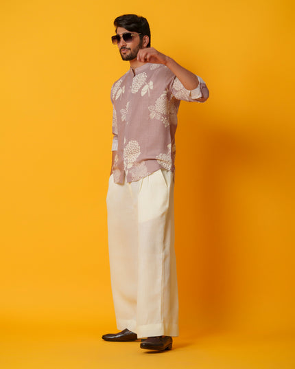 Mausam - Printed Shirt in Khadi Linen Blend