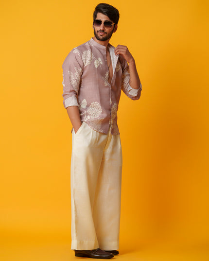 Mausam - Printed Shirt in Khadi Linen Blend