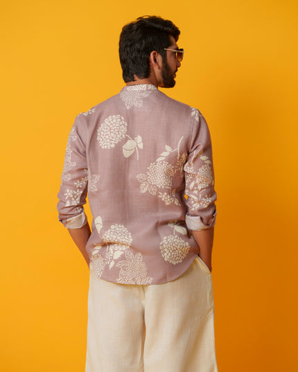 Mausam - Printed Shirt in Khadi Linen Blend