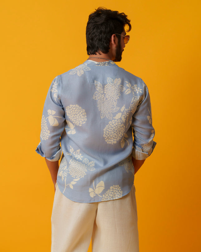 Mausam - Printed Shirt in Khadi Linen Blend