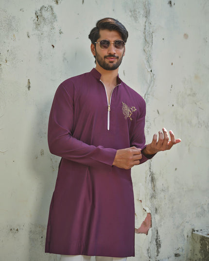 Men’s Butterfly Motif Kurta – FlyDesi (Hand-Embroidered, 10 Colors)
