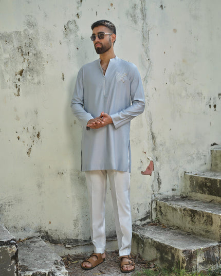 Men’s Butterfly Motif Kurta – FlyDesi (Hand-Embroidered, 10 Colors)