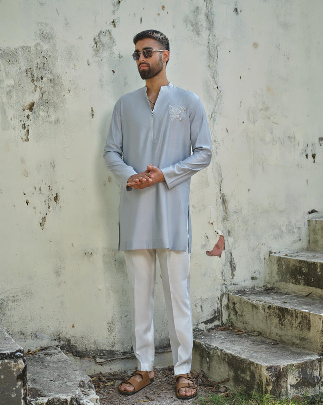 Men’s Butterfly Motif Kurta – FlyDesi (Hand-Embroidered, 10 Colors)