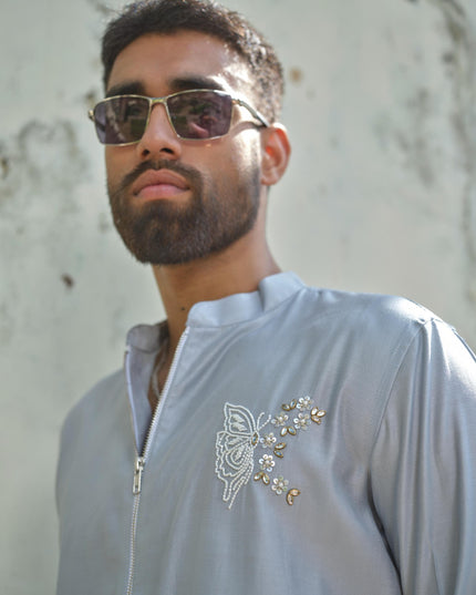 Men’s Butterfly Motif Kurta – FlyDesi (Hand-Embroidered, 10 Colors)