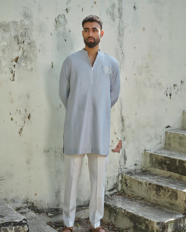 Men’s Butterfly Motif Kurta – FlyDesi (Hand-Embroidered, 10 Colors)