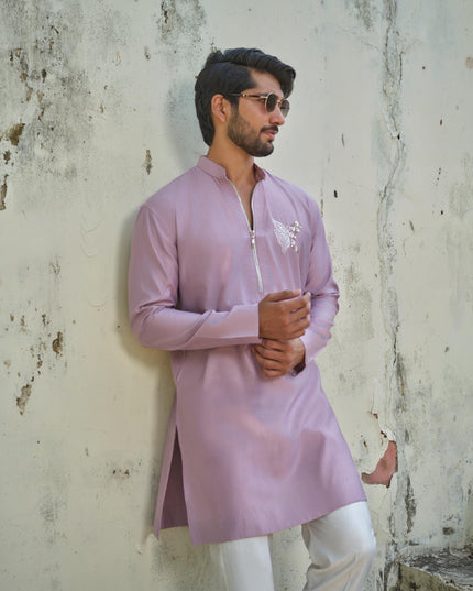 Men’s Butterfly Motif Kurta – FlyDesi (Hand-Embroidered, 10 Colors)