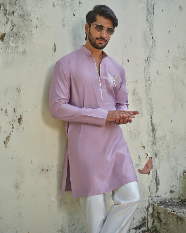 Men’s Butterfly Motif Kurta – FlyDesi (Hand-Embroidered, 10 Colors)