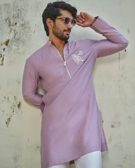 Men’s Butterfly Motif Kurta – FlyDesi (Hand-Embroidered, 10 Colors)
