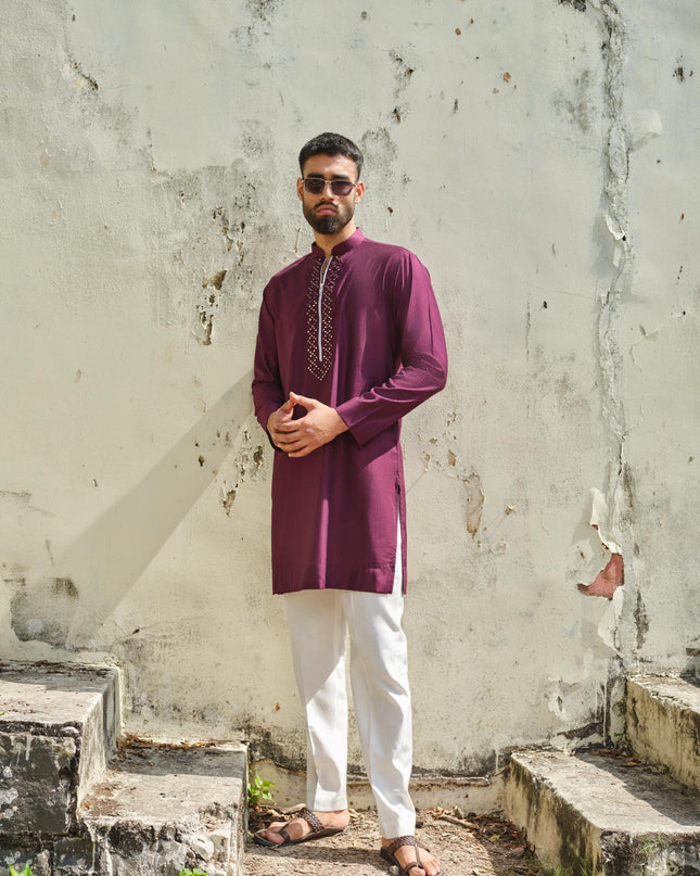 Men's Mirror Work Kurta - Aaina Handcrafted Wedding Kurta | 10 Colors | Khadidhaga