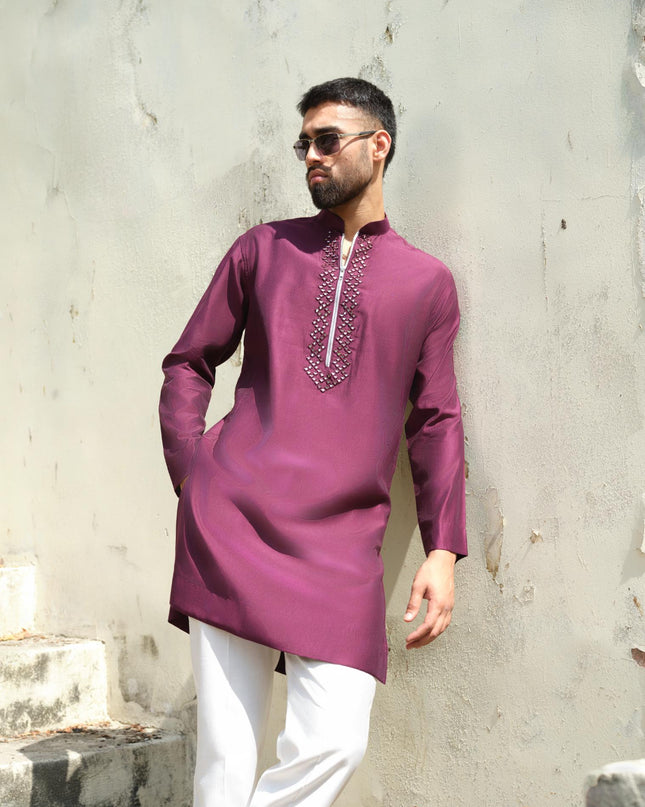 Men's Mirror Work Kurta - Aaina Handcrafted Wedding Kurta | 10 Colors | Khadidhaga