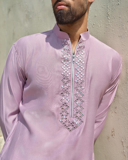 Men's Mirror Work Kurta - Aaina Handcrafted Wedding Kurta | 10 Colors | Khadidhaga