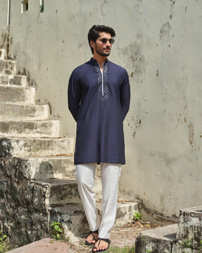Men's Mirror Work Kurta - Aaina Handcrafted Wedding Kurta | 10 Colors | Khadidhaga