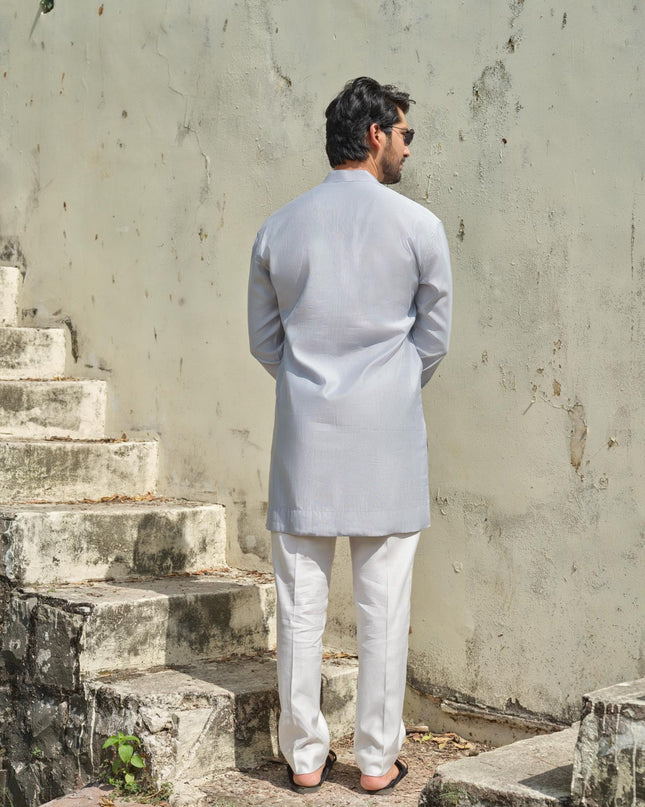 Men's Hand-Painted Lotus Kurta - Neel Kamal | Khadidhaga