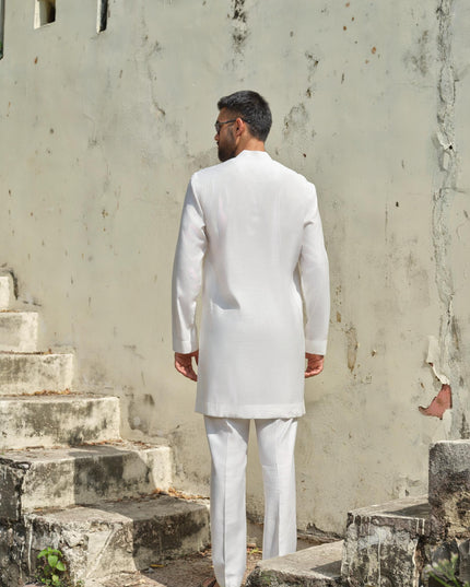 Men's Hand-Painted Lotus Kurta - Neel Kamal | Khadidhaga