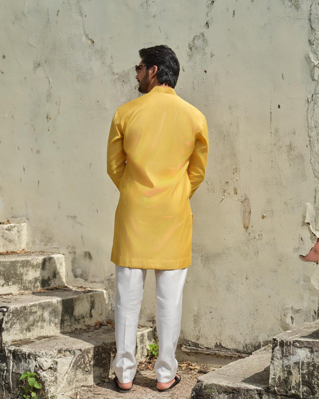 Men's Hand-Painted Lotus Kurta - Neel Kamal | Khadidhaga