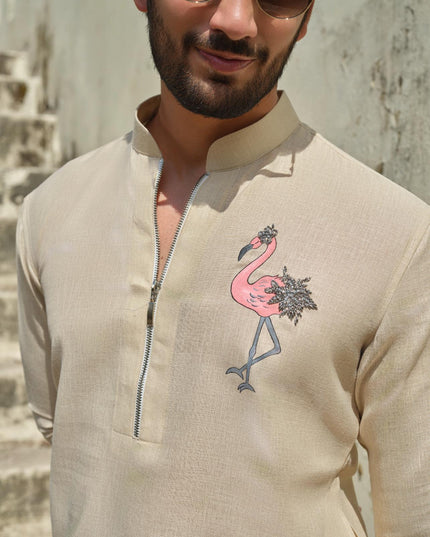 Raj Hans - Hand Painted Motif Kurta