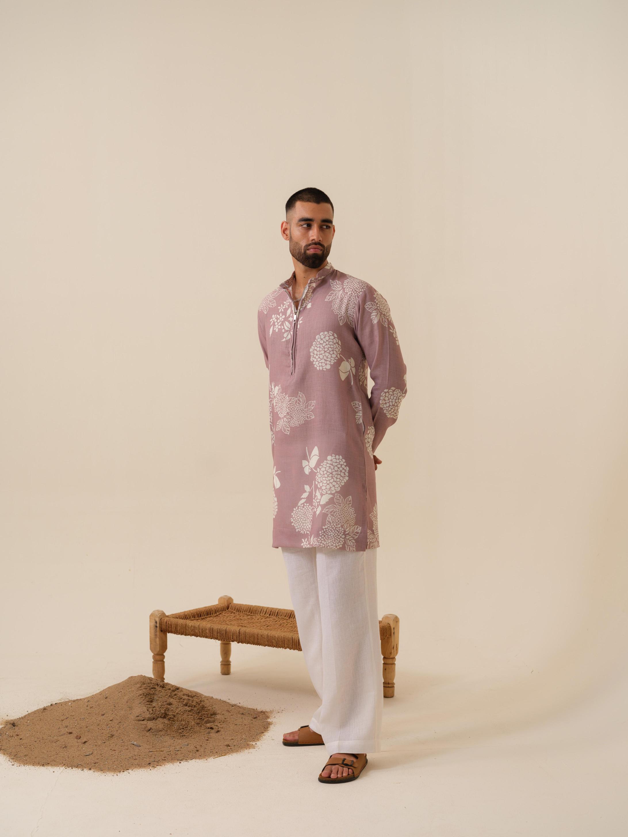 Desi Munda Khadi Linen Kurta Zipper Detail - Men's Ethnic Wear India