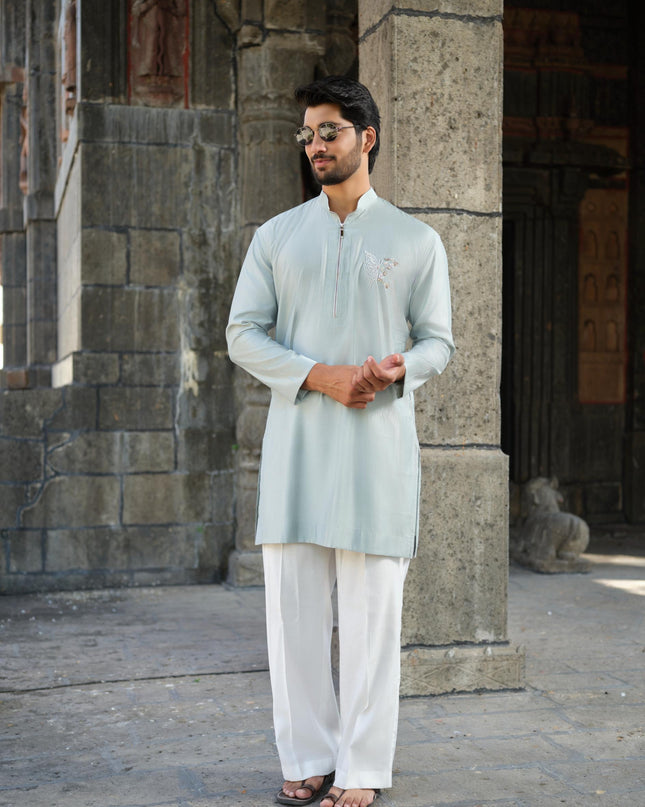 Men’s Butterfly Motif Kurta – FlyDesi (Hand-Embroidered, 10 Colors)