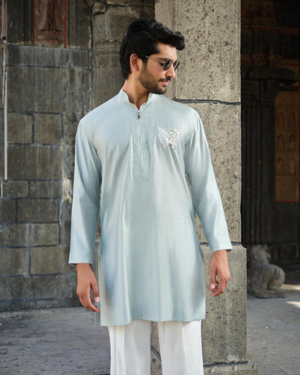 Men’s Butterfly Motif Kurta – FlyDesi (Hand-Embroidered, 10 Colors)