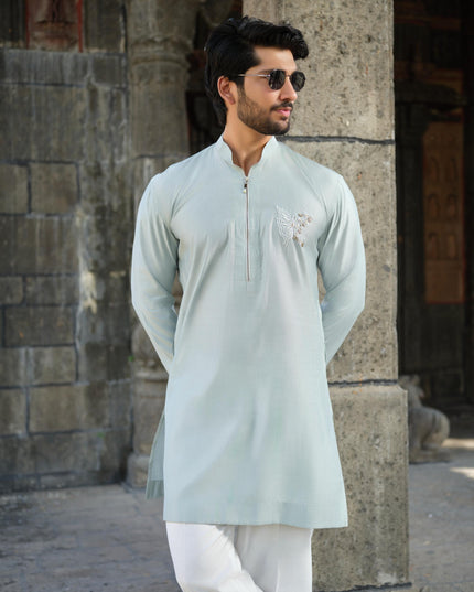 Men’s Butterfly Motif Kurta – FlyDesi (Hand-Embroidered, 10 Colors)