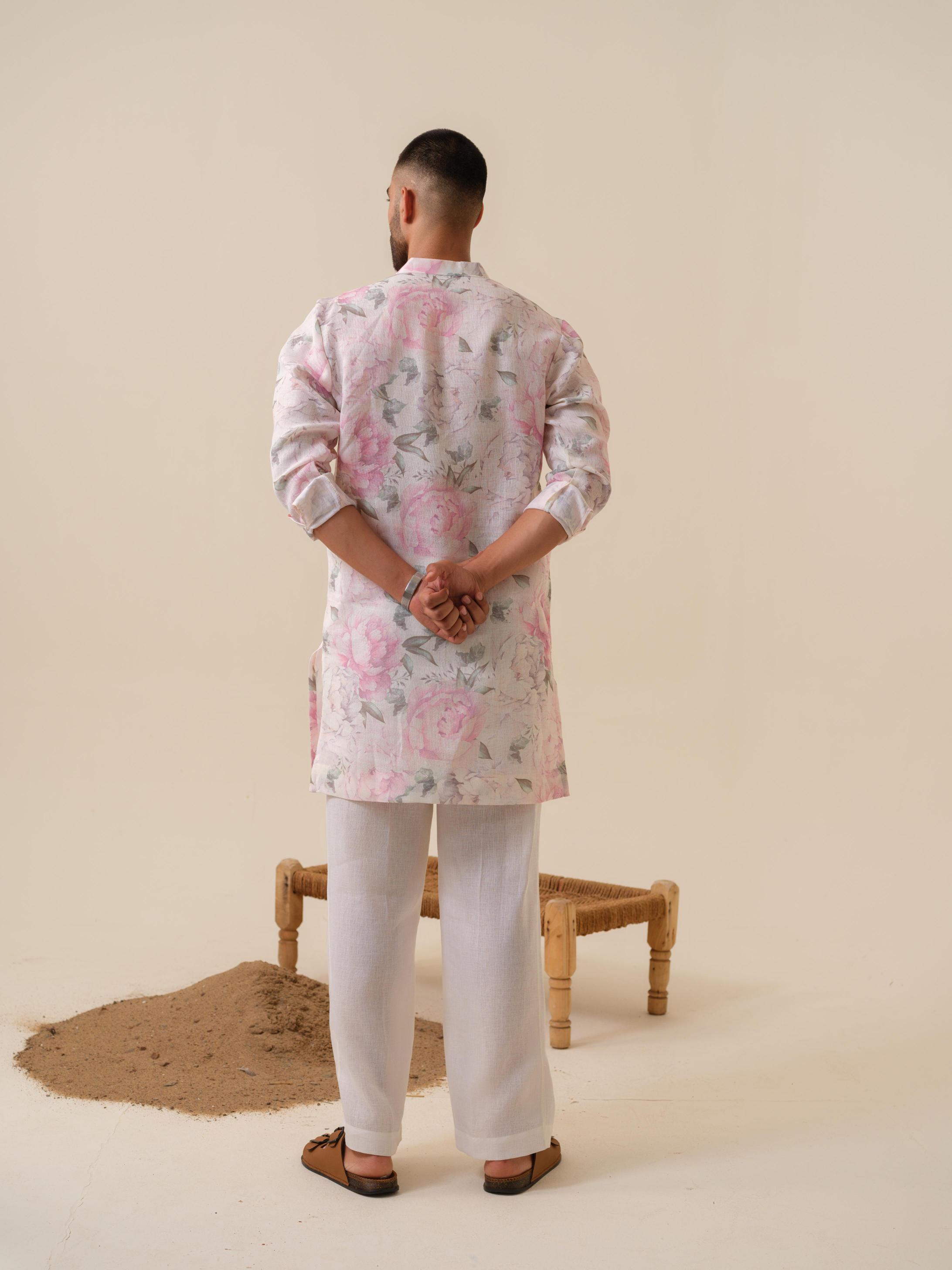 Raees Vibes — Men's Floral Printed Kurta | Khadi Linen Ethnic Wear | Khadidhaga