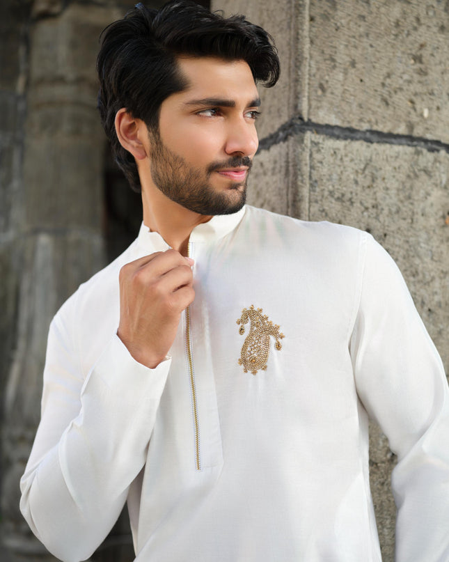 Men’s Keri Motif Kurta – Kacchi Keri (Handcrafted, 10 Colors) | Khadidhaga