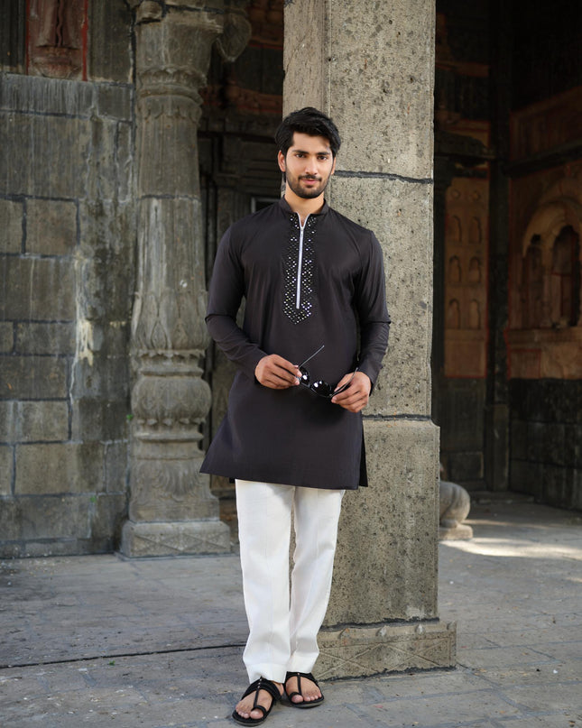 Men's Mirror Work Kurta - Aaina Handcrafted Wedding Kurta | 10 Colors | Khadidhaga