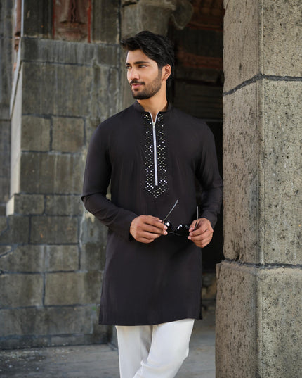 Men's Mirror Work Kurta - Aaina Handcrafted Wedding Kurta | 10 Colors | Khadidhaga