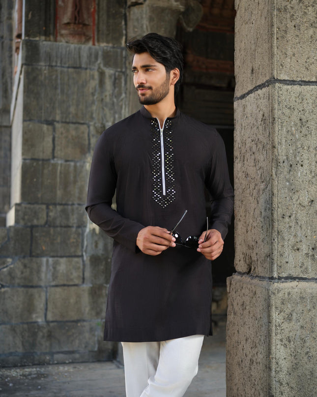 Men's Mirror Work Kurta - Aaina Handcrafted Wedding Kurta | 10 Colors | Khadidhaga