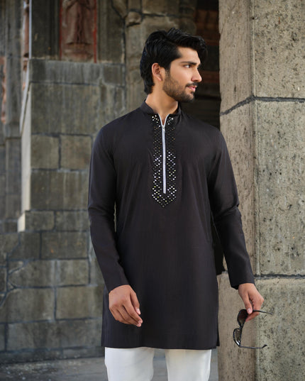 Men's Mirror Work Kurta - Aaina Handcrafted Wedding Kurta | 10 Colors | Khadidhaga