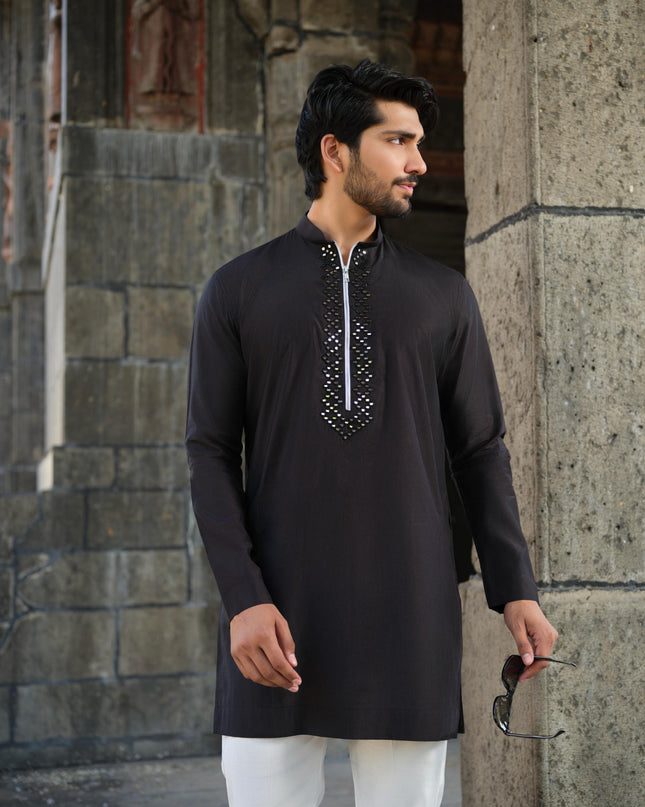 Men's Mirror Work Kurta - Aaina Handcrafted Wedding Kurta | 10 Colors | Khadidhaga