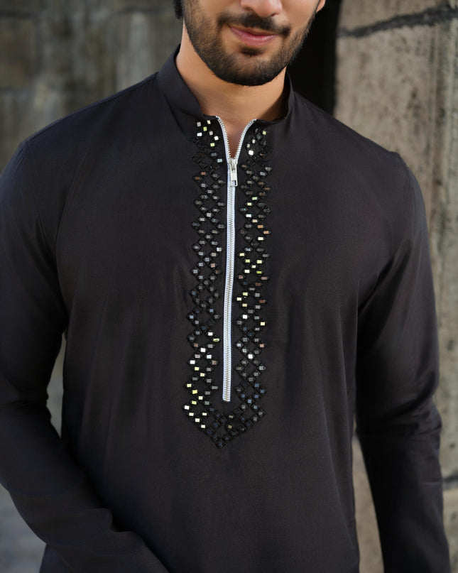 Men's Mirror Work Kurta - Aaina Handcrafted Wedding Kurta | 10 Colors | Khadidhaga