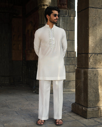 Men's Mirror Work Kurta - Aaina Handcrafted Wedding Kurta | 10 Colors | Khadidhaga
