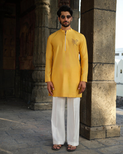 Men’s Butterfly Motif Kurta – FlyDesi (Hand-Embroidered, 10 Colors)