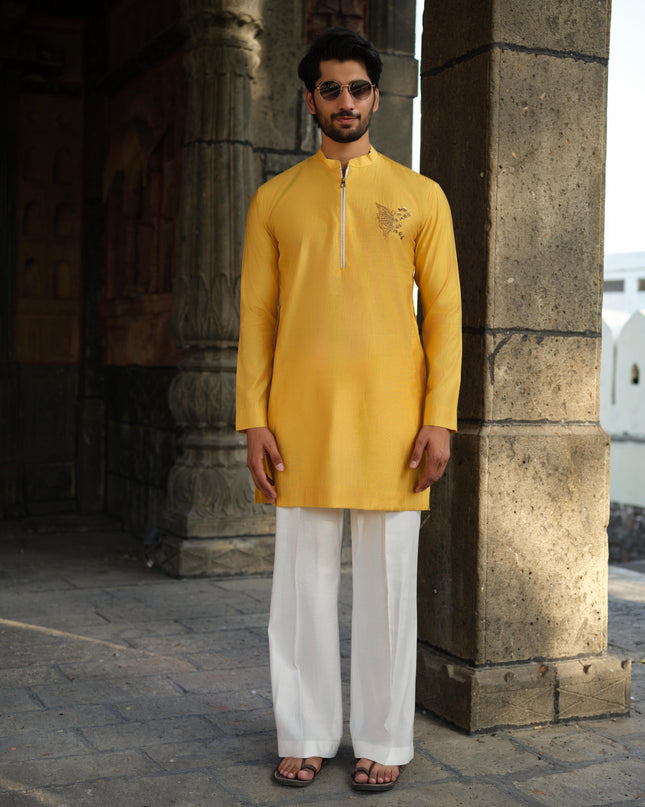 Men’s Butterfly Motif Kurta – FlyDesi (Hand-Embroidered, 10 Colors)