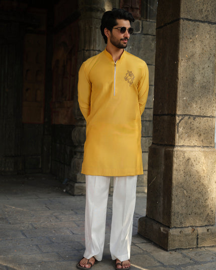 Men's Handcrafted Horse Motif Kurta - Ashva | Khadidhaga