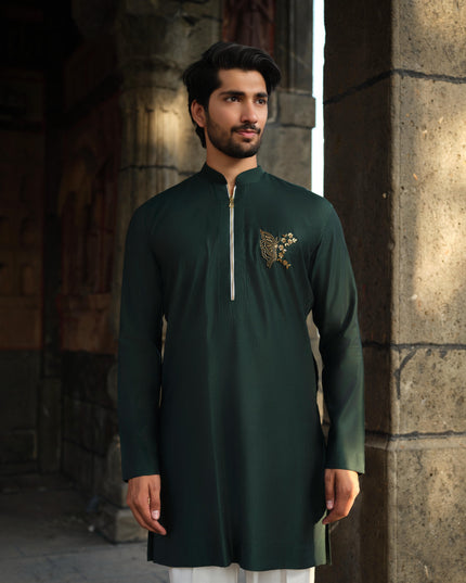 Men’s Butterfly Motif Kurta – FlyDesi (Hand-Embroidered, 10 Colors)