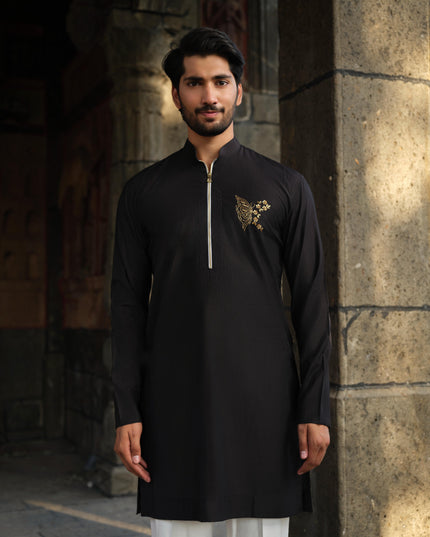 Men’s Butterfly Motif Kurta – FlyDesi (Hand-Embroidered, 10 Colors)