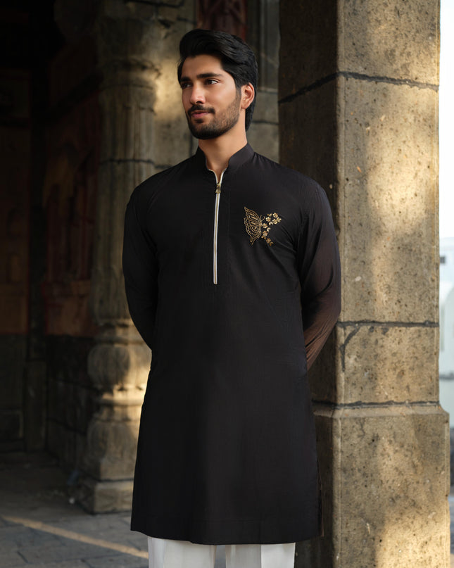 Men’s Butterfly Motif Kurta – FlyDesi (Hand-Embroidered, 10 Colors)