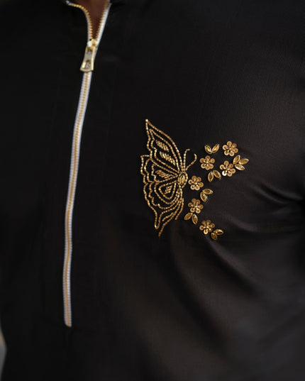 Men’s Butterfly Motif Kurta – FlyDesi (Hand-Embroidered, 10 Colors)