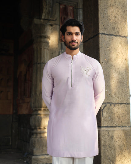 Men’s Butterfly Motif Kurta – FlyDesi (Hand-Embroidered, 10 Colors)
