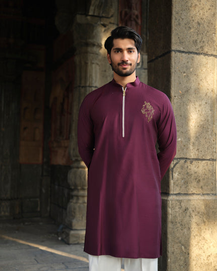 Men's Handcrafted Horse Motif Kurta - Ashva | Khadidhaga