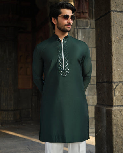 Men's Mirror Work Kurta - Aaina Handcrafted Wedding Kurta | 10 Colors | Khadidhaga