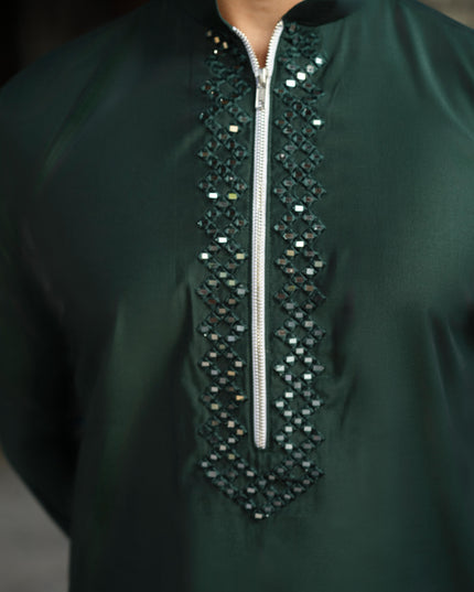 Men's Mirror Work Kurta - Aaina Handcrafted Wedding Kurta | 10 Colors | Khadidhaga