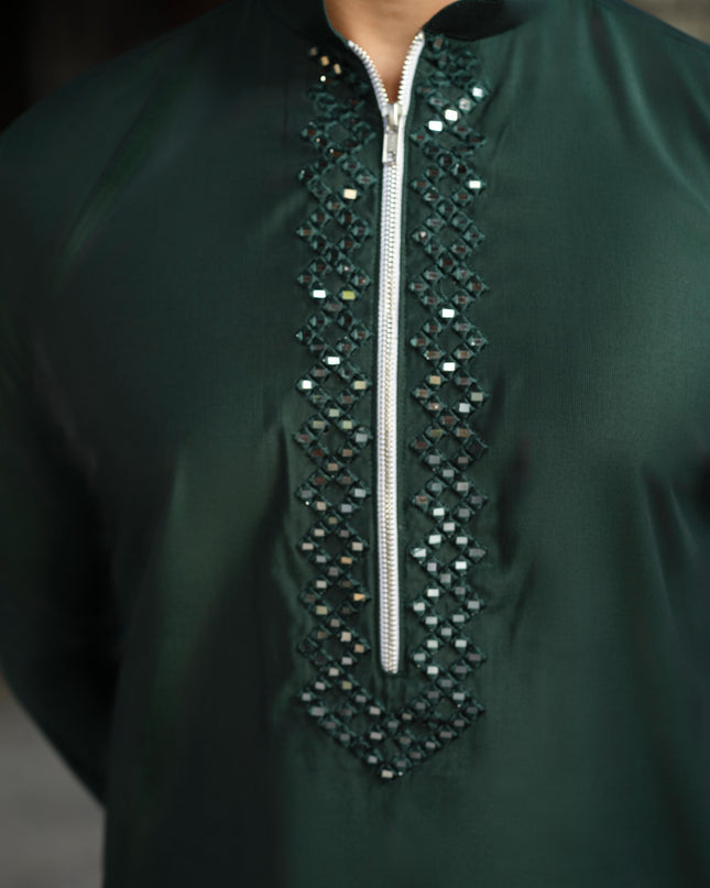 Men's Mirror Work Kurta - Aaina Handcrafted Wedding Kurta | 10 Colors | Khadidhaga