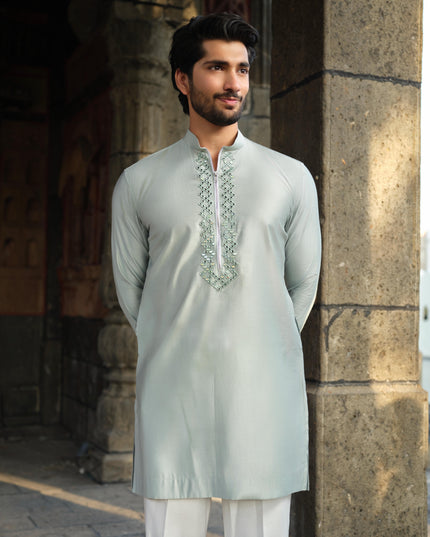 Men's Mirror Work Kurta - Aaina Handcrafted Wedding Kurta | 10 Colors | Khadidhaga