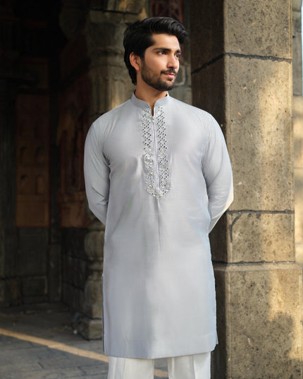 Men's Mirror Work Kurta - Aaina Handcrafted Wedding Kurta | 10 Colors | Khadidhaga